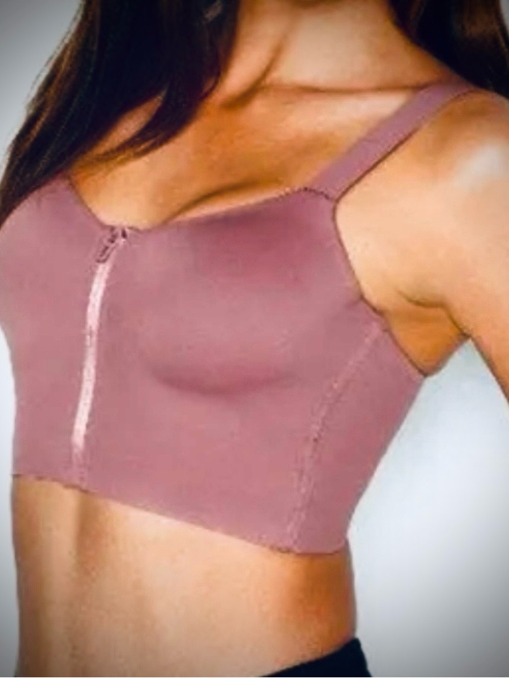 Victoria’s Secret Knockout sports bra Mauve Purple zip front closure Padded 36D